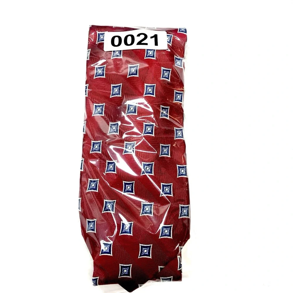 ✅Jos. A. Bank Executive 100% Silk Tie Red Blue Geometric ❗️Handmade ❗️#️⃣0021